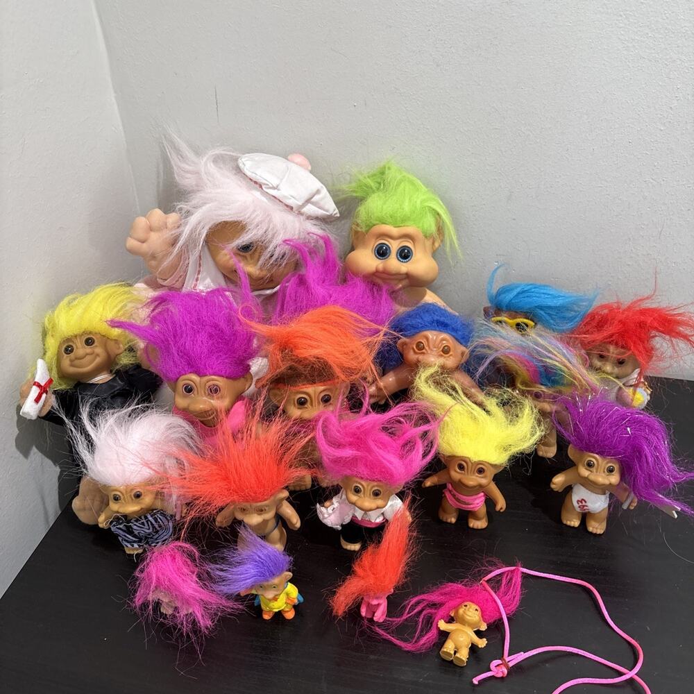 Vintage 90s 80s Troll Dolls Russ DAM TNT Pencil Gripper Assorted Sizes Lot Of 19
